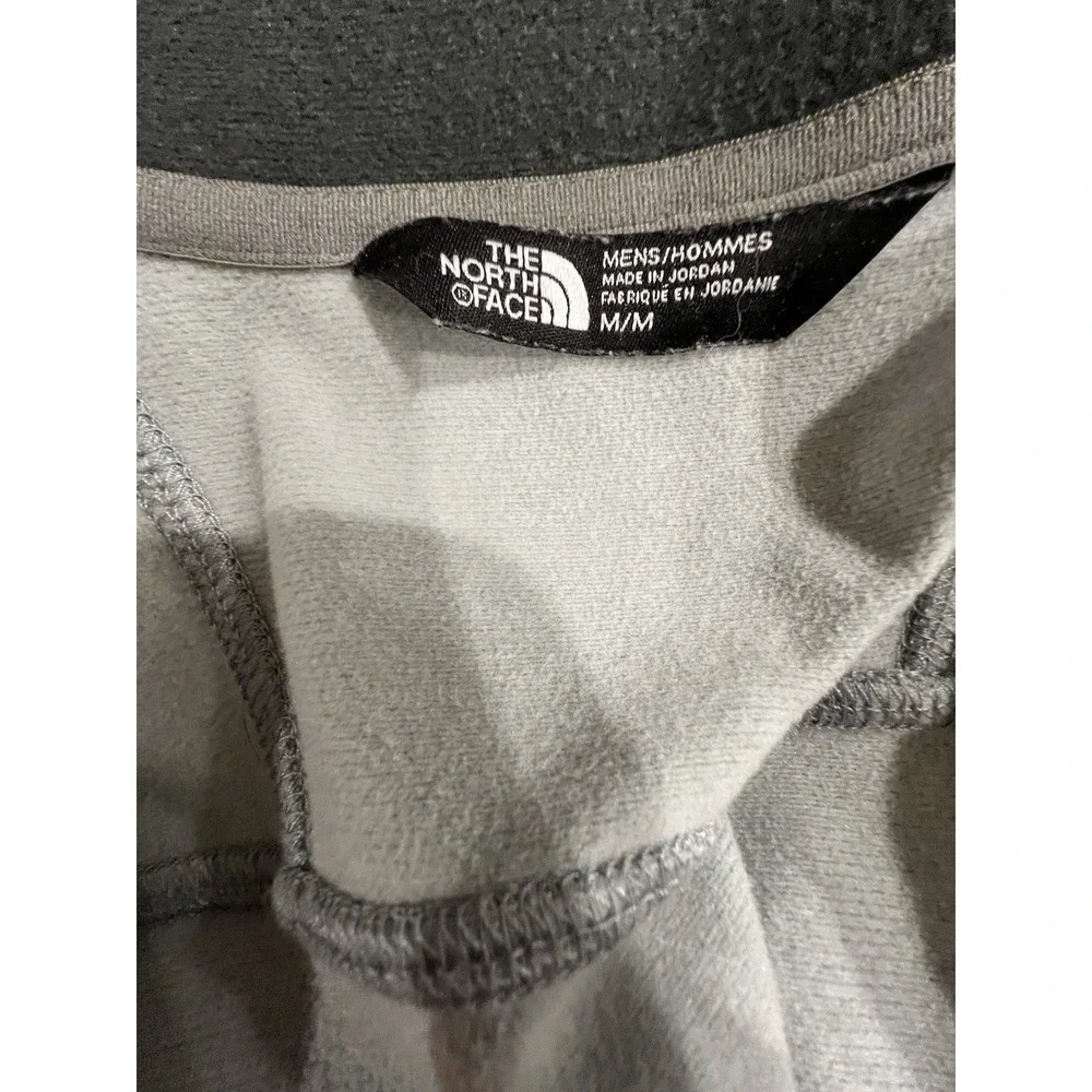 The North Face Sweater Men Medium Gray Black Fleece Pullover Hiking Camp 1/4 Zip